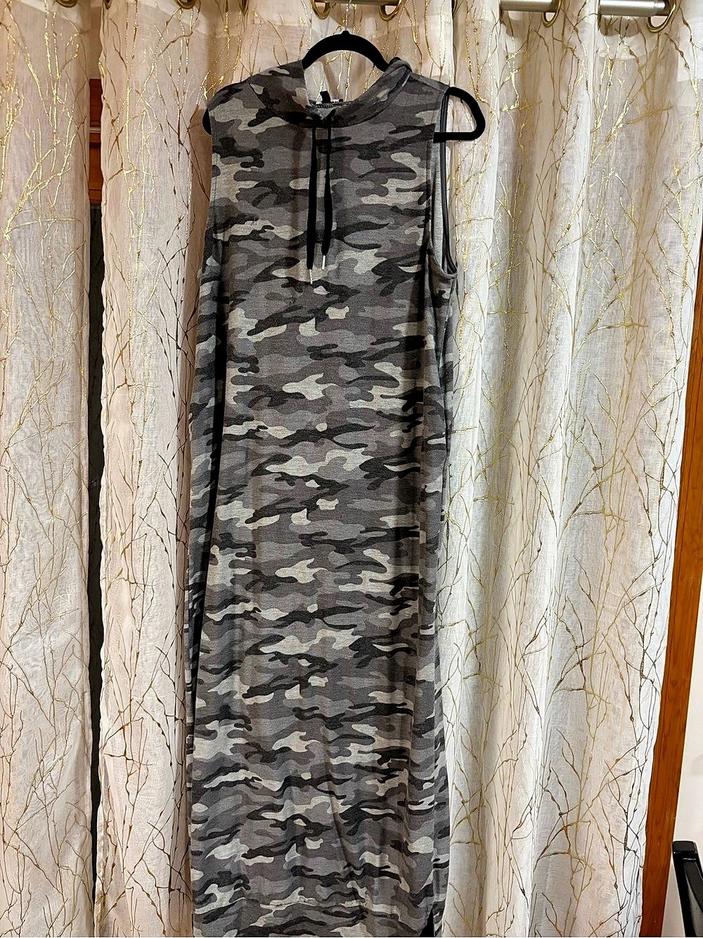 Fashion Nova Camo Maxi Dress in Gray & Black Like New